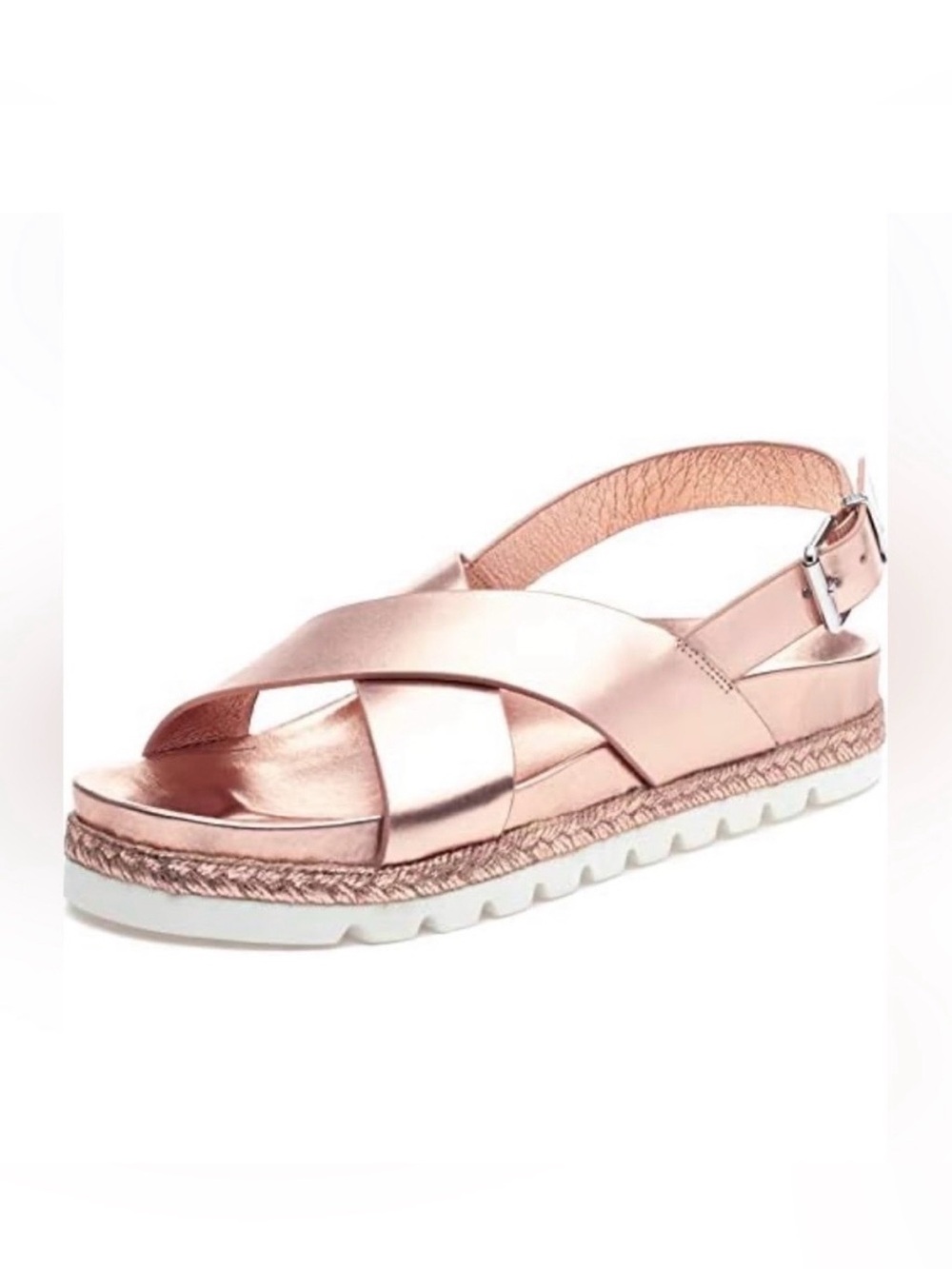 J/SLIDES LEE Rose Gold Leather Sandal